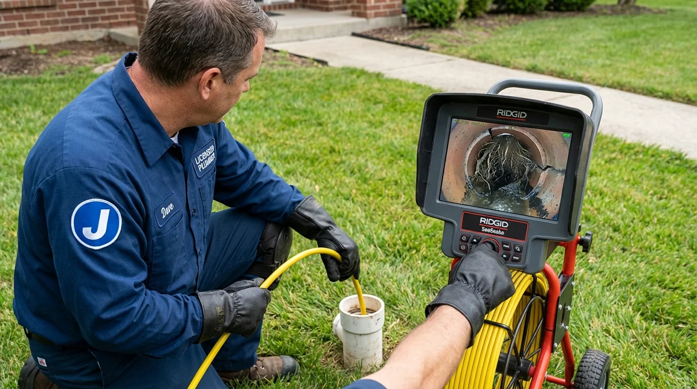 Sewer camera inspection being performed by Johns Plumbing LLC in Lapeer